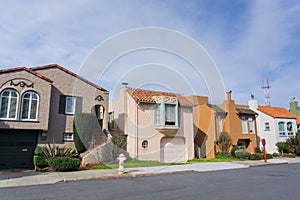 Street and houses in the residential part of San Francisco, California