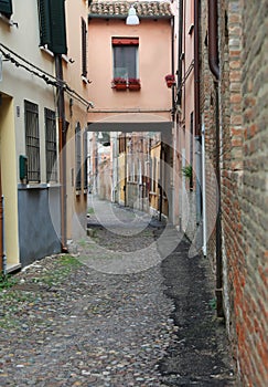 Street on the italian city of Ferrara called Via delle Volte photo
