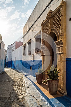 Street of Kasbah of the Udayas in Rabat, Morocco. photo