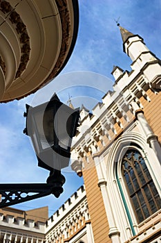 Street lamp on the background of the Guild building in the old t