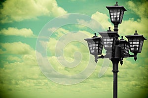 Street lamp on background in vintage style.