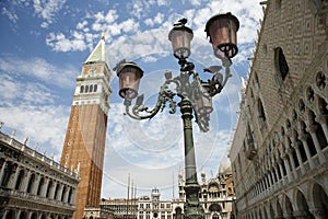 Street Lamp and Bell Tower at St Mark's Basilica