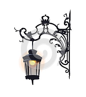 Street lamp, candlestick from multicolored paints. Splash of watercolor, colored drawing, realistic