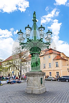 Street lamp on Hradcany square, Prague, Czech Republic