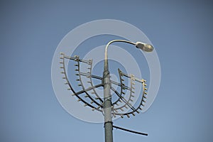 Street lamp. Lamp against sky. Urban infrastructure