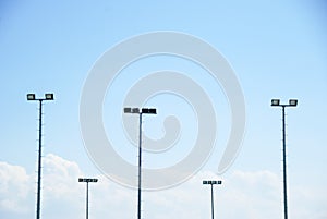 Street lamp, Light poles against blue sky background