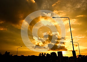 Street lamp in orange sky