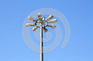 street lamp over blue sky