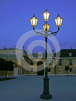 Street lamp and Schoenbrunn Palace, Vienna