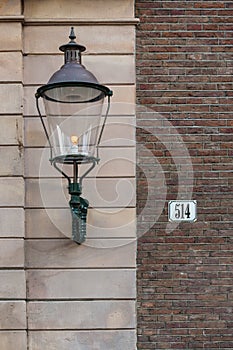 Street lamp and street number