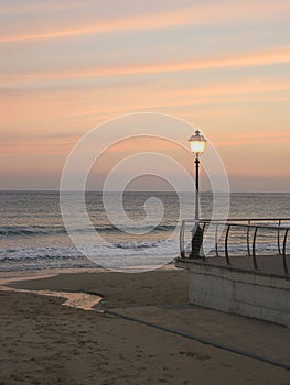 Street lamp sunset