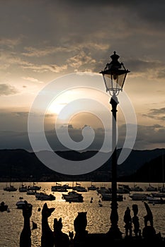 Street lamp sunset harbour
