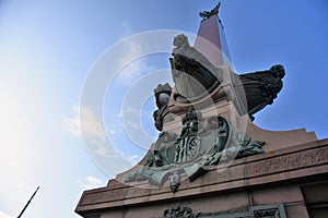 Street lamp on Troitsky bridge in Saint-Petersburg, Russia