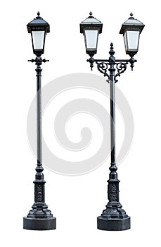 Street lampposts isolated on white