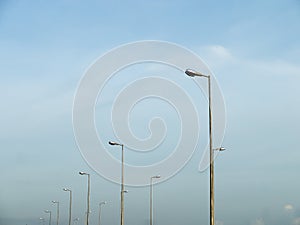 Street lamps aligned