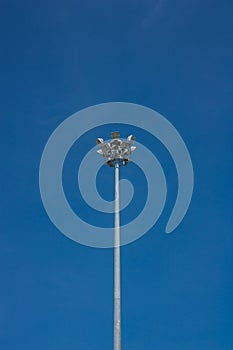 Street lamps and blue skies.