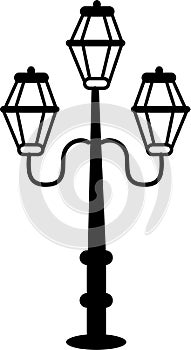 Street lamps.City street silhouette vector illustration.