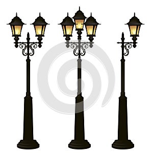 Street lamps collection,Lantern set.Forging lamppost.