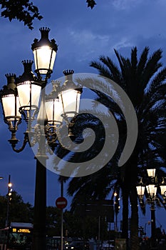 Street lamps designed by Gaudi in Barcelona photo