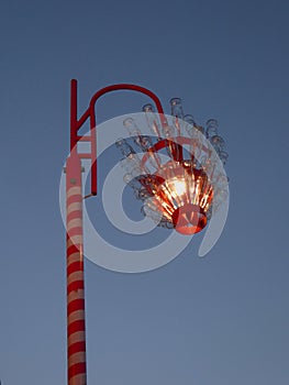 Street lamps on lamppost red and white color