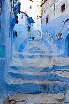 Street landscape of the of old historical medieval city Ð¡hefchaouen in Morocco