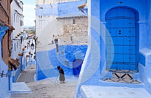 Street landscape of the of old historical medieval city Ð¡hefchaouen in Morocco