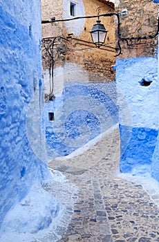 Street landscape of the of old historical medieval city Ð¡hefchaouen in Morocco