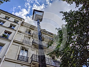 Street lantern and buildings of Paris, France