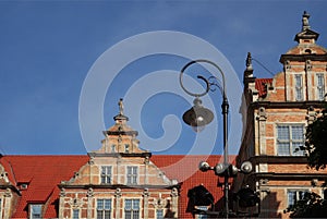 street lantern and historical buildings, Gdansk, Poland