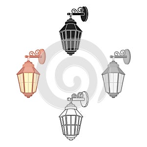 Street lantern icon in cartoon style isolated on white background. Light source symbol stock vector illustration