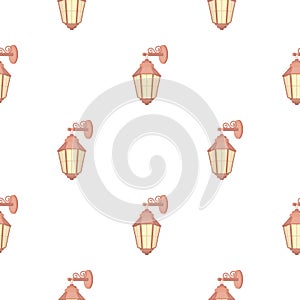 Street lantern icon in cartoon style on white background. Light source pattern stock vector illustration