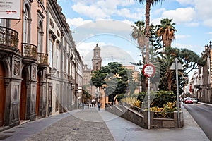 Street leading towards Cathedral of Santa Ana at Las Palmas in Spain