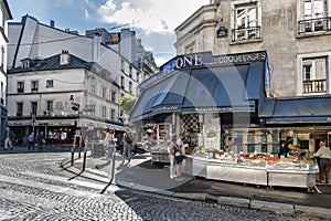 Street life in Montmartre district, Paris.