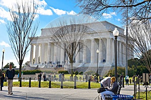 Street life near Abraham Lincoln Memorial. Washington DC, USA.