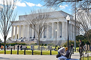 Street life near Abraham Lincoln Memorial. Washington DC, USA.