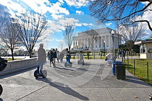 Street life near Abraham Lincoln Memorial. Washington DC, USA.