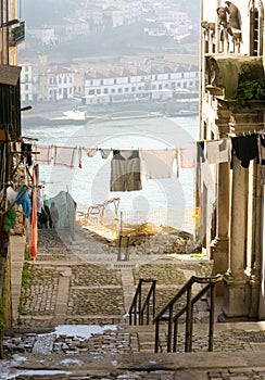 Street life in Ribeira district, Porto, Portugal