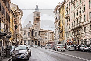 Street life and traffic in Rome city centre, Italy