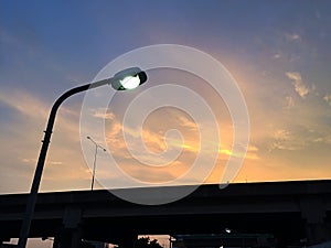 Street light against twilight background