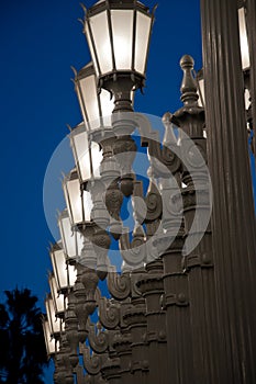 Street light on the background of white sky