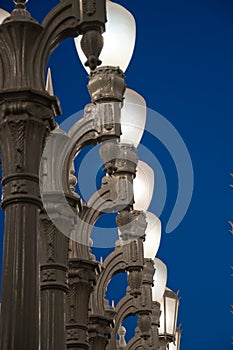 Street light on the background of white sky