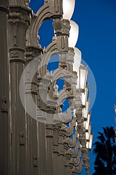 Street light on the background of white sky