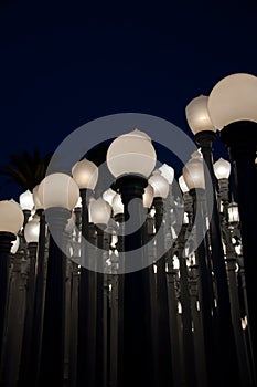 Street light on the background of white sky