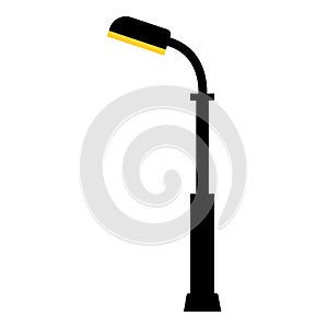 Street light black silhouette isolated on white background. Set of modern and vintage street lights. Elements for landscape