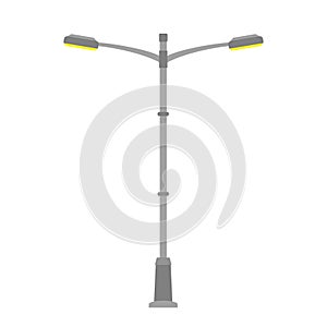 Street light isolated on white background. Outdoor Lamp post in flat style. Vector illustration