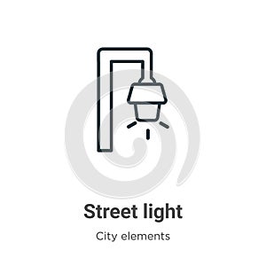 Street light outline vector icon. Thin line black street light icon, flat vector simple element illustration from editable city