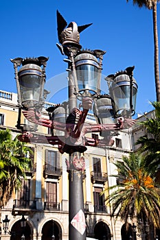 street light at Plaza Real, Barcelona