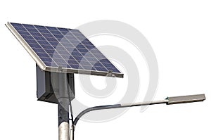 Street Light powered by a solar panel with a battery