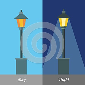 Street Light Vector Illustration at Day and Night