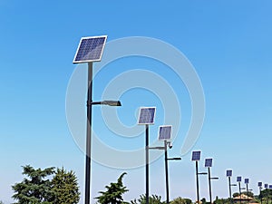 Street lighting pole with photovoltaic panel